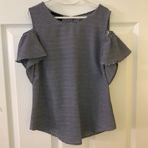 ALLY B. GIRL'S BLOUSE, BLACK/WHITE,M